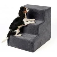 relaxdays Haustiertreppe Hundetreppe mit 3 Stufen, grau