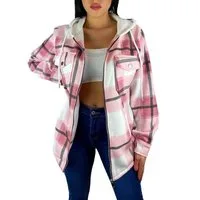 Worldclassca Karohemd Worldclassca DAMEN HEMDJACKE KARIERT KAPUZE OVERSIZED HOLZFÄLLERHEMD HOODIE KAROHEMD BLOGGER XS-XL