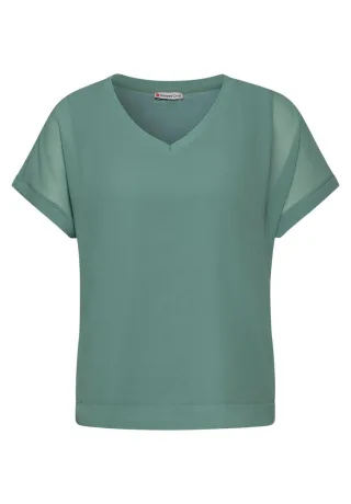 Street One - 2-in1 Chiffon-T-Shirt grün - Gr. - 34