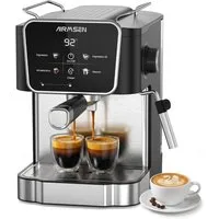 Airmsen Espressomaschine 20 Bar Siebträgermaschinen mit Milchaufschäumdüse,LCD-Touchscreen, 1.8L Wassertank, für Espresso, Cappuccino & Latte Macchiato für Zuhause