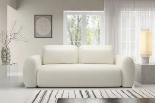OUTLET Sofa 3-Sitzer mit Schlaffunktion GASTON in Stoff Puente Ecru