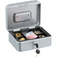 relaxdays Geldkassette Abschließbare Geldkassette, silber