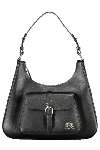 La Martina Damen Schwarz Leder Handtasche