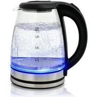 OZAVO Wasserkocher Glas 1,8L 1500W GLSH25 LED-Beleuchtung 100% BPA Frei, 1500 W, 360° Edelstahl Sockel,Trockenaufschutz