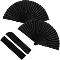 FELIXLEO Handfächer Pack of 2 Hand Fan Black Folding Fan Foldable Hand Fan Black Pocket, (2-tlg)