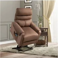 HOMCOM Massagesessel Fernsehsessel mit Aufstehhilfe, Massagesessel mit Liegefunktion (Set, 1-St., Massagesessel), Massagesessel mit Liegefunktion, Braun