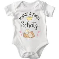 22Feels Kurzarmbody Bio Unisex Babybody Weiß Mama & Papas Schatz Spruch Geschenk Geburt BIO-Baumwolle - In Deutschland Bedruckt - Niedlicher Print