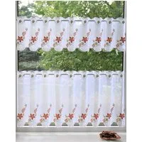 Stickereien Plauen Panneaux Herbstblätter (1 St), Stangendurchzug, halbtransparent, Voile, Kurzgardine "Herbstblätter"