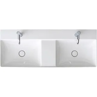 Duravit DuraSquare Möbel-Doppel-Waschtisch geschliffen 2353120014 120 x 47 cm, ohne Überlauf, mit Hahnlochbank, 2 Hahnlöcher, weiß