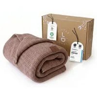 Babydecke Baby Strickdecke, %100 Bio Baumwolle, Atmungsaktiv, 80x100cm, Braun, Little Dedi