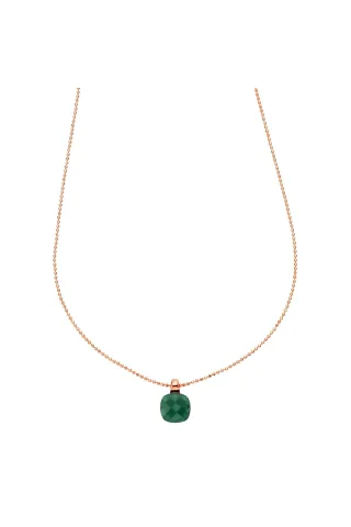 Jamelli Anhänger mit Kette 925 Silber rosé vergoldet Quarz grün (beh.)