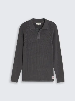 Tom Tailor - Strick-Poloshirt im Washed-Look tarmac grey - Gr. - XXL
