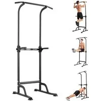 GarveeMore Kraftstation Klimmzugstange mit Mehrfunktions-Trainingstation mit 1,2 mm Stahlrohr, (Set, für zuhause), 10 verstellbare Höhen (165–219 cm), 150 kg Belastbarkeit, Schwarz