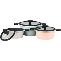 Mulex Topf-Set HAPPINESS TASTYLINE Topfset, Aluguss (exzellenter Antihafteffekt, 6-tlg., leichte Reinigung), induktionsgeeignet