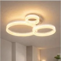 GLOBO LIGHTING LED Deckenleuchte, LED-Leuchtmittel fest verbaut, Warmweiß, Deckenlampe Deckenleuchte Wohnzimmerlampe Ringe sand weiß LED L 51 cm