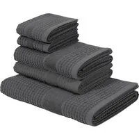 KangaROOS Handtuch Set Summer, Duschtuch, Handtuch, Gästeücher, Frottier (Set, 5-St), einfarbiges Handtuch-Set aus 100% Baumwolle, Hoch-Tief-Effekt