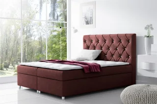 Boxspringbett Schlafzimmerbett DOLCE Polyesterstoff Weinrot 200x200cm