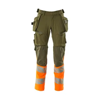 MASCOT Herren Hose mit Hängetaschen ACCELERATE SAFE Moosgrün / Hi-vis Orange 54 - 19131-711-3314-90C54