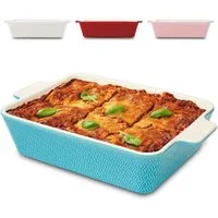 Praknu Auflaufform Auflaufform Blau 28cm Keramik – Backofen 280°C & Mikrowelle, Porzellan - Keramik, (1-St), Für 4 Personen Lasagne, Tiramisu & Auflauf - Hoher Rand - Rechteckig