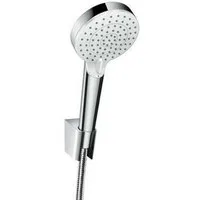 hansgrohe Brausegarnitur HG Brausenset CROMETTA Vario/Porter weiß/chrom Brauseschlauch 1250mm, Set, 3 tlg., Brauseschlauch mit Verdrehschutz, verstellbare Wellnesshandbrause