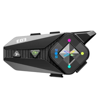 E03 RGB Motorcycle Headset bluetooth 6.0 Earphone 500m Range 40mm Speaker HiFi Sound CVC DSP Noise Cancellation 1000mAh