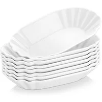 MALACASA Servierteller 8tlg Servierteller, Cremeweiß Porzellan Würstchenteller, Pommesschale, Porzellan, (Set, 8-tlg)