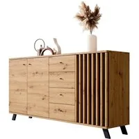Newroom Sideboard Wildeiche 160 cm, Wildeiche Sideboard Modern Wandpaneel Vintage Highboard Anrichte