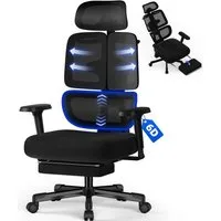 Hiazurm Bürostuhl Bürostuhl, Chefsessel, ergonomischer Schreibtischstuhl, atmungsaktiv (3-stufig arretierbare Rückenlehne (90°, 130° und 160), adaptives Rückenlehnendesign, dynamische, selbsteinstellende 20°-Lendenwirbelstütze, verstellbare 3D-Kopfst