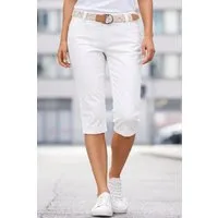 SUBLEVEL Shorts Damen 3/4 Capri Hose leichte Sommerhose mit Gürtel Leichte Caprihose mit Stretchkomfort, Slim Fit und Flechtgürtel