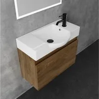 Alpenberger Badmöbel-Set Waschbecken mit Unterschrank 55 cm Breit, (Badezimmermöbel Waschtisch, Badschrank Schmal), Waschbeckenunterschrank mit Softclose