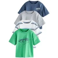 Next T-Shirt T-Shirt mit Grafik und kurzen Ärmeln, 4er-Pack (4-tlg)