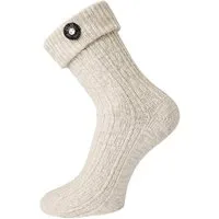 TippTexx 24 Trachtensocken 2 Paar Trachtensocken Umschlag-Socken mit angenähten Trachten-Knopf (Set, 2 Paar) handgekettelt, mit fest vernähtem Knopf