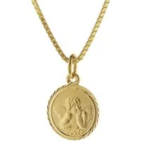 trendor Kette mit Anhänger Schutzengel Anhänger Gold 585 mit goldplattierter Kette