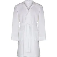 Taubert Bademantel Spa Thalasso, Baumwolle, mit Kapuze, mit Bindegürtel, kurzer Wellnessmantel für Herren, mit Kapuze, 100 cm, Pique