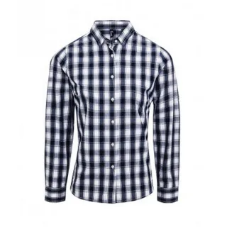 Premier Damen Karohemd Mulligan, langärmlig (Weiß/Marineblau)
