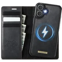 Cachito Handyhülle Hülle für iPhone 17/16, Echtleder Handyhülle,2 IN 1 Magnet Klapphülle, Abnehmbare Handyhülle mit kabellosem Laden, 3 Kartenfächern & Ständer