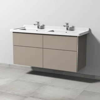 Sanipa 3way Waschtischunterbau zu Duravit Starck 3 Waschtisch mit 4 Auszügen, Sandgrau-Matt BS71367