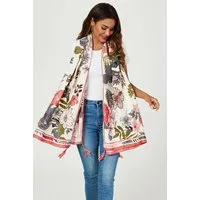 FS Collection Modeschal Damen Schal leicht & weich – Muster, Blumen, Blätter, Punkte, 100% Polyester – leicht, weich, formstabil