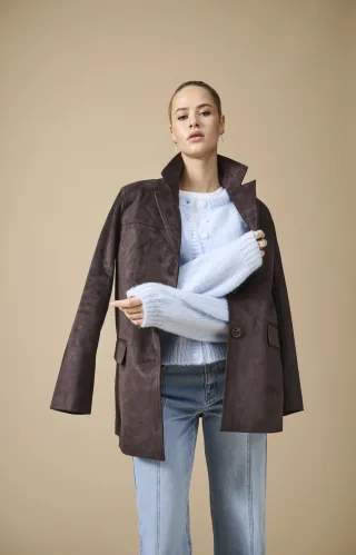 ONLY - ONLTULIP FAUX SUEDE BLAZER COAT OTW Chocolate Torte - Gr. - S