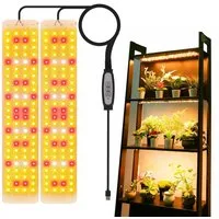 MUPOO Pflanzenlampe Vollspektrum/Sonnenlicht/Pink-Violette LED-Wachstumslicht, USB, Timer, Sonnenlichtmodell, 2 Panel, LED fest integriert, Dünnes Pflanzenlampe, 96LEDs Dimmbare