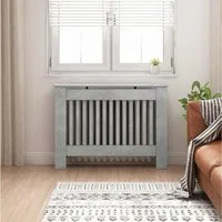 vidaXL Heizungsverkleidung, Heizkörperabdeckung Beton Grau 112 x 19 x 81,5 cm Holzwerkstoff