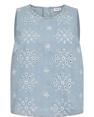 Nümph - Ärmelloses Top mit Allover-Lochstickerei von Nümph blau - Gr. - 34