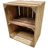 Teramico Holzkiste Obstkiste Vintage Natur mit Zwischenbrett 50 x 40 x 30cm, Vintage Obstkiste