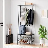 GarveeMore Garderobenständer Garderobenständer Kleiderständer mit Schuhbank,4-in-1 Design Garderobe