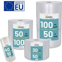 HOGSTEN Schutzfolie Luftpolsterfolie Rolle 50 m Verpackung und Umzug 100% recycelbar, (Polstermaterial Verpackungsmaterial 50my), Noppenfolie für Versand Bubble Wrap