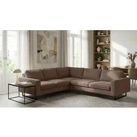 Home affaire Ecksofa Pinto, XXL, 250/290 cm, langer Schenkel, Ottomane, Cord, Chenille, Lederoptik, mit Keder, Metallfüße, Wellenunterfederung