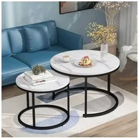 BlingBin Couchtisch Kaffeetisch Beistelltisch Wohnzimmertisch (2-St., Rund, 2-teiliges Set,Geeignet für Wohnzimmer), Tragkraft 50 kg
