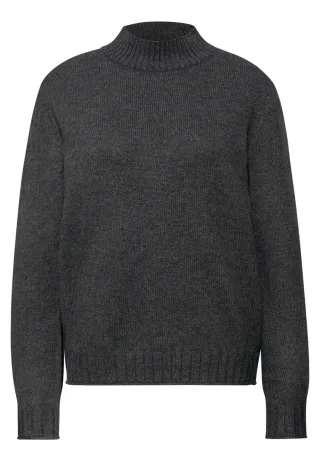 Street One - Basic Turtleneck Pullover gravel grey mel. - Gr. - 42