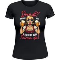 MoonWorks Print-Shirt Damen T-Shirt für das Oktoberfest Dirndl ? Brauch i ned, i bin nur mit Print