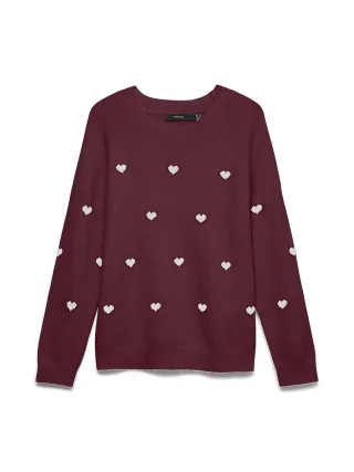 VERO MODA - VMDOFFY INTARSIA LS O-NCK PULLOV GA NOOS Windsor Wine - Gr. - S